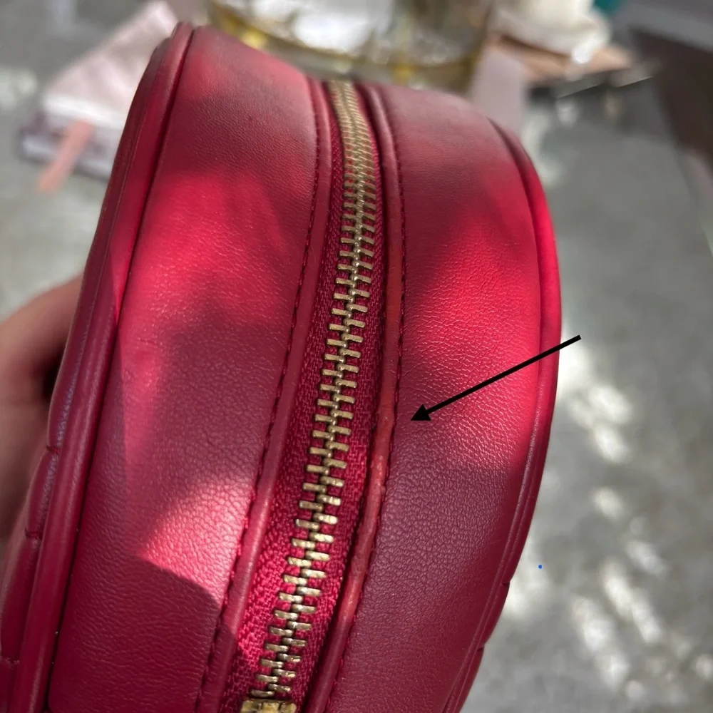 DESIGNER INSPIRED G G MARMONT Red Round Crossbody Bag with Gold Accents - Picture 12 of 12